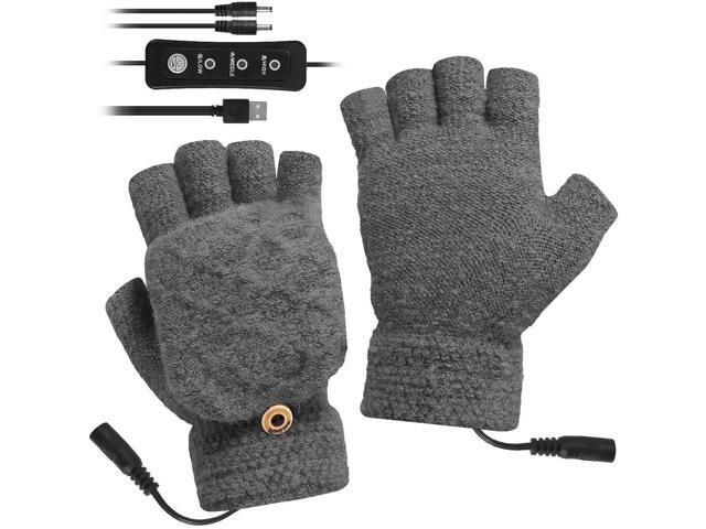 USB Heated Gloves Men Women Full & Half Finger Hands Warmer Winter Electric Heating Laptop Gloves Mitten 3 Temperature Settings