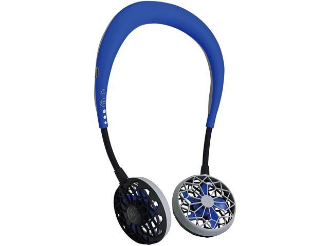 SPICE OF LIFE Hands-Free Wireless W Fan 2nd Edition - Blue - Personal Hanging Neck Fan Wearable Portable Cooling Device USB Rechargeable Battery