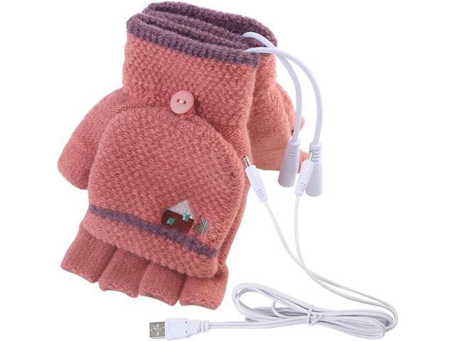 USB Heated Gloves Finger Less Women & Men Mitten Winter Warm Laptop Gloves Full & Half Hands Heated Fingerless Heating Knitting Hands Warmer