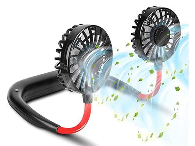 Hands Free Portable Neck Fan Rechargeable Mini USB Personal Fan Sports Fan with 3 Speeds 360 Degree Adjustable head and LED Colored Light Suitable