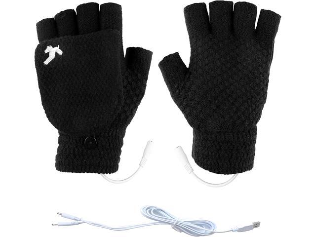 Unisex USB Heated Gloves Mitten Winter Warm Hands Knitting Heated Laptop Gloves Half & Full Finger Mittens for Women Men Girls Boys- Best Winter Gift