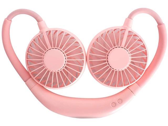 Portable Bladeless Fan USB Rechargeable Neck Strap Lazy Neck Hanging Style Double Cooling Fan Outdoor Motion Run Increase Rise 2 Knots Universal