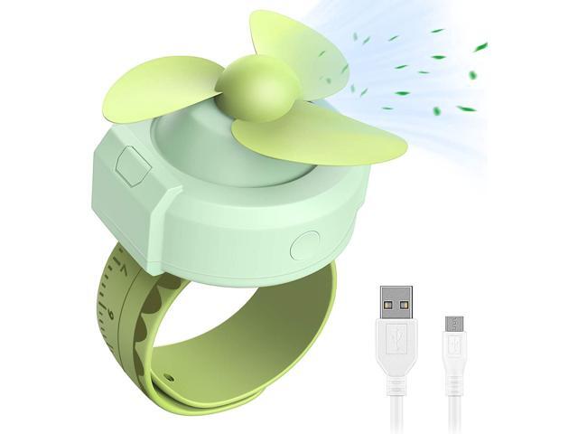 Dadanism Personal Mini Fan Portable Watch Fan USB Rechargeable Small Fan Wear on Wrist Adjustable Silicone Band with Ruler Handheld Cute Cooling