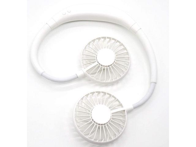Portable USB Rechargeable Neckband Neck Hanging Sport Style Cooling Mini Fan (White)