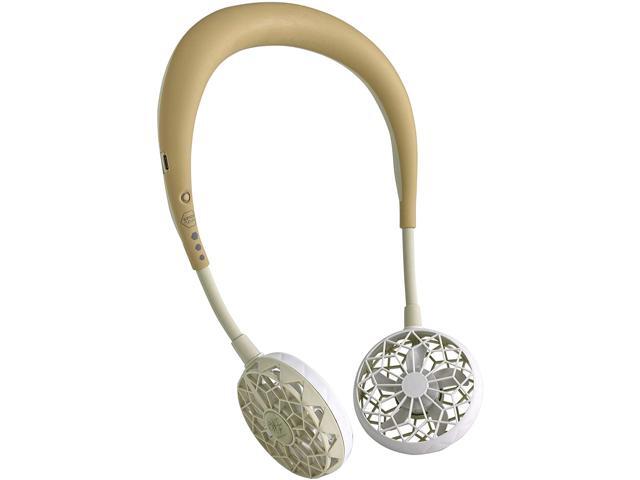 SPICE OF LIFE Hands-Free Wireless W Fan 2nd Edition - Brown - Personal Hanging Neck Fan Wearable Portable Cooling Device USB Rechargeable