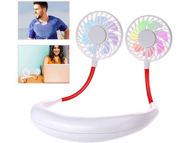 Leipple Neck Fan Portable- Neckband Fan USB Charging Hand Free - Personal Mini Sport Fan - Rechargeable with 3 Speeds Adjustable and LED Light for