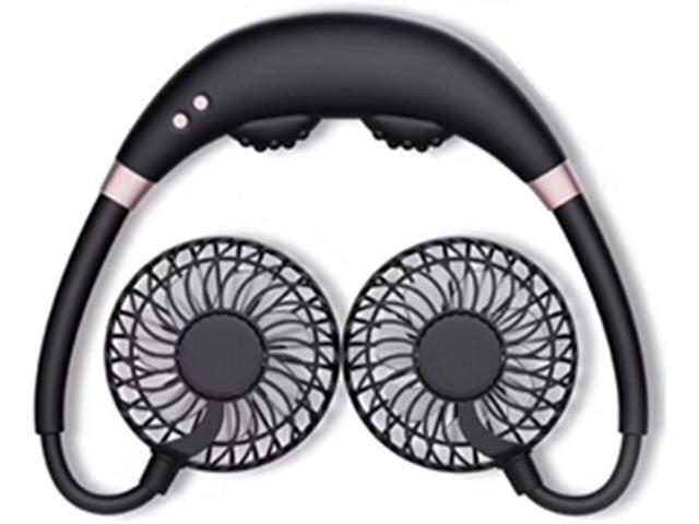 ZOLUIKIS Hands Free Portable Hanging Neck Fan with Massage Mode USB Rechargeable Neckband Fan with LED Lights 360° Rotation Wearable Fan for