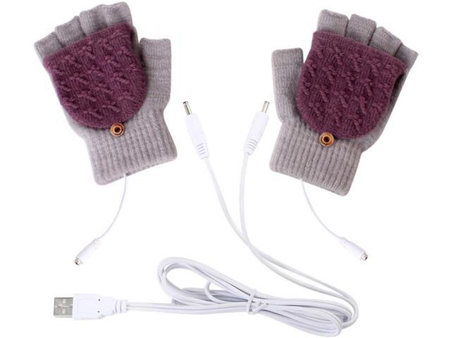 Petyoung Unisex USB Heated Gloves Winter Full & Half Fingers Warmer Laptop Gloves Mittens for Women Men Girls Boys- Best Winter Gift Choice (Light