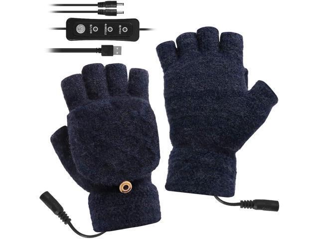 Unisex USB Heated Gloves Adjustable Temperature Winter Full & Half Fingers Warmer Laptop Gloves Mittens for Women Men Girls Boys