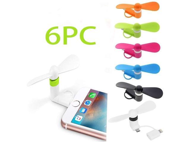 Mini Phone Fan - for iPhone/iPad/Android Smartphone/Tablet - Mobile Summer Accessories - (6 Colors 6PCS)