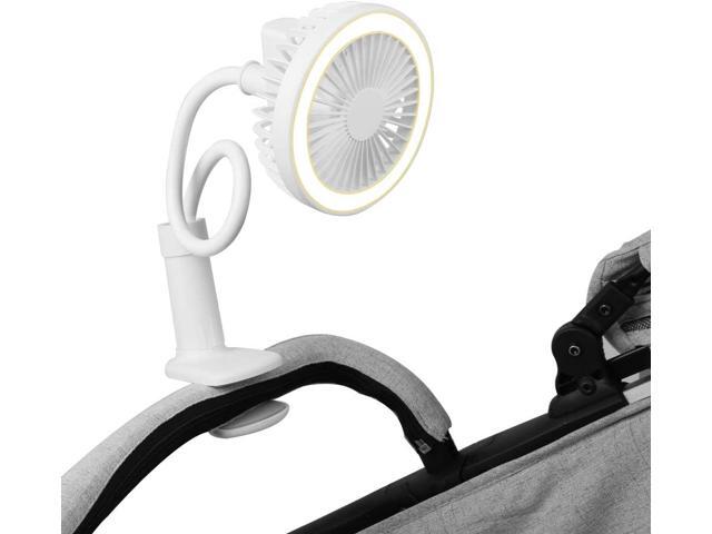 Stroller Clip on Fan: Desk USB LED Lamp Fan 2 Speeds & Brightness Settings 1500mAh Use for Travel Shopping Beach Flexible Bendable Office Portable USB