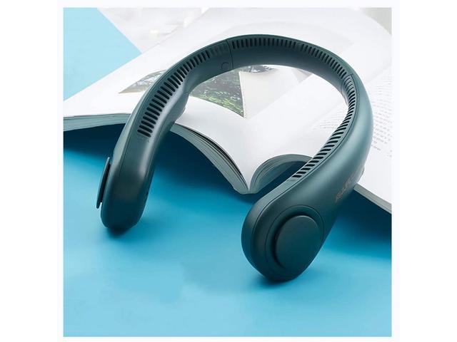 QMMD Portable Personal Fan Handsfree Mini USB Fan Rechargeable Wearable Neckband Fan 360° Full Surround Wind 3 Speeds Bladeless Fan for