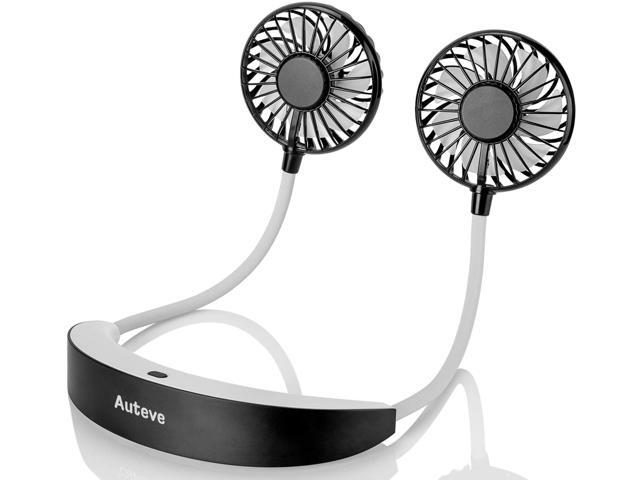 Auteve Hand Free Personal Neck Fan 7 Blade Dual Fans 5200mAh USB Rechargeable Battery 10H Working 3 Speeds 360 Degree Adjustment for Workout