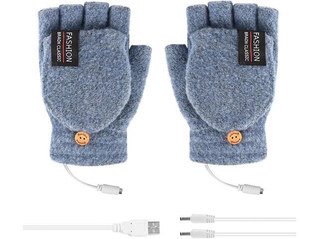 USB Heated Gloves Finger Less Women & Men Mitten Winter Warm Laptop Gloves Full & Half Hands Heated Fingerless Heating Knitting Hands Warmer