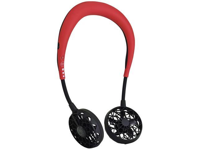 SPICE OF LIFE Hands-Free Wireless W Fan 2nd Edition - Red - Personal Hanging Neck Fan Wearable Portable Cooling Device USB Rechargeable Battery