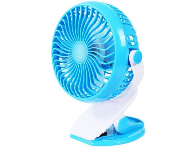 N/C MEESUN Battery Operated Mini Portable Desk Fan Rechargeable USB Powered with Table Clip (Blue)