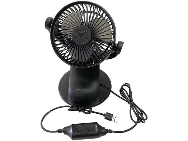 WELSTORY USB Clip on Fan Stroller Cooling Quiet Fan with 3 Speeds 360° Rotation Mini Portable Table Fan for Car Bed Desk Traveling Camping