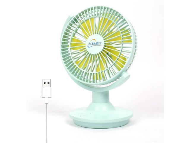USB Desk Fan Portable 180°Auto Rotation Table Fan Mini Rotating Desktop Fan Office Fan For Home Travel Camping 62Inch (Blue)