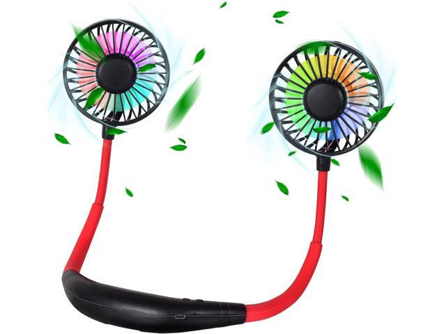 BlueTEK Upgraded Version Portable Neck Fan Color Changing LED with Aromatherapy 360° Free Rotation and Lower Noise Strong Airflow Headphone