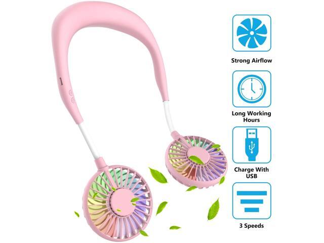 Vdealen Portable Fan Hand Free Personal Neck Fan - Rechargeable Portable Neck Fan Small Personal USB Fan Mini LED Fan is Perfect For Office Travel