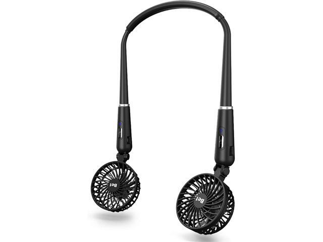 Be1 Personal Neck Fan Hand-Free Fan USB Battery Operated Neckband Fan for Sports Home Office2 Speeds Left and right control Comfortable Flexible