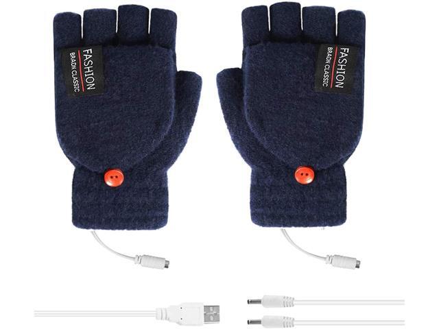 USB Heated Gloves Finger Less Women & Men Mitten Winter Warm Laptop Gloves Full & Half Hands Heated Fingerless Heating Knitting Hands Warmer