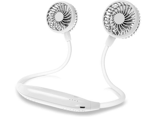 Neck Fan 2600mah Battery Operated Neckband Fan 6-Speed Hand-Free Wearable Personal USB Fan for Hot Flashes Home Office Travel Outdoor Sports (White)