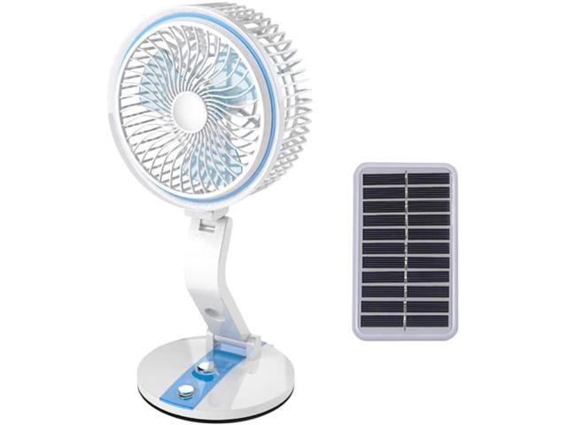 Portable Solar Panel Powered Fan with USB 1600Ah Cooling Fan 360°Rotate Adjustable Desk Fan for Outdoor Home Office Traveling Boating Fishing Camping
