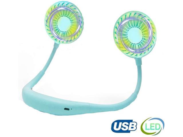 Toysery Hand Free Battery Powered Fan Small Personal Mini USB Fan Portable Fan for Sports and Outdoor Activities 3-Speed Wearable Neck Fans for