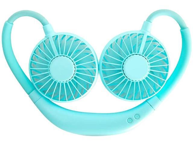 Portable Bladeless Fan USB Rechargeable Neck Strap Lazy Neck Hanging Style Double Cooling Fan Outdoor Motion Run Increase Rise 2 Knots Universal