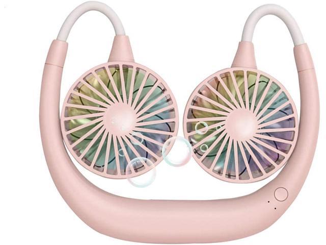 Rechargeable Neckband Fan Portable USB Battery Rechargeable Mini Neckband Lazy Fan3 Speeds Adjustable Wearable Fan for Traveling Outdoor Office