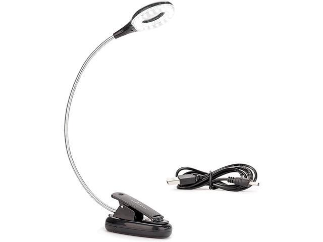 Leadleds 18 Led Reading Light Clip Battery Operated USB Book Light for Bed Desk Piano Music (Black)