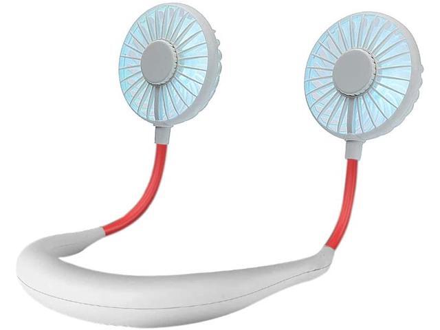 USB Neck Hanging Fan Personal Hands-Free Fan Neckband Fan - Rechargeable 2000mAh/Colorful LED/3 Speeds/360 Degree Headphone Design for Home Sport