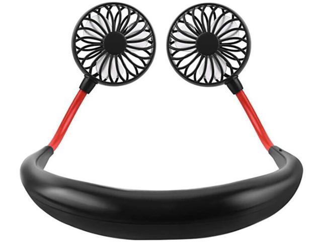 Hand Free Personal Fan Fagle Neckband Fan Portable Mini Double Fans with USB Rechargeable Headphone Design Mini Cooler Wearable Fan for Home
