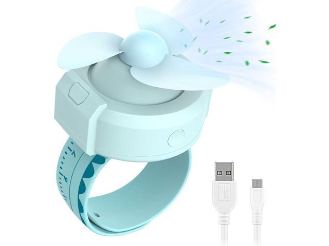 Dadanism Personal Mini Fan Portable Watch Fan USB Rechargeable Small Fan Wear on Wrist Adjustable Silicone Band with Ruler Handheld Cute Cooling