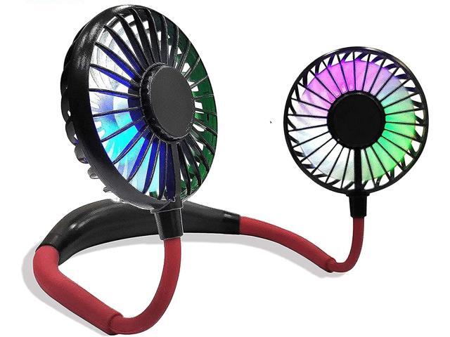 Portable Neck Fan USB Chargable Headphone design Sports Dual Wind Head Mini Cooler Fan Hand Free 3 Speeds Adjustable With Gradient Colorful Lights
