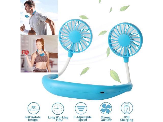 Hand Free Personal Fan Portable Mini Fan USB Rechargeable with Dual Wind Head With aromatherapy Fan 360 Degree Free Rotation Perfect for