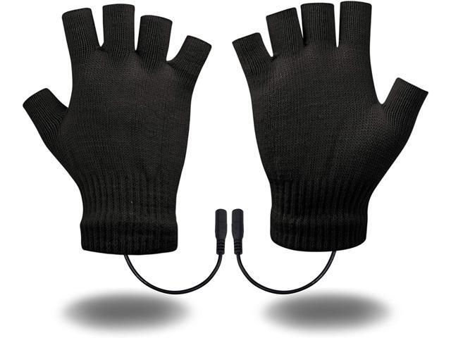 USB Heated Gloves for Men and Women Mitten Winter Hands Warm Laptop Gloves Half Heated Fingerless Heating Knitting Hands Warmer Washable Design