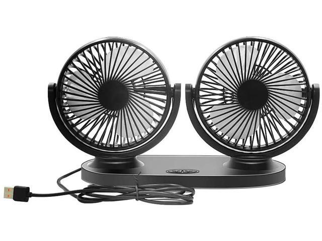 Aoneky 5V 2A 360° Rotating Dual USB Fan - Portable Personal Office Desk Car USB Fan