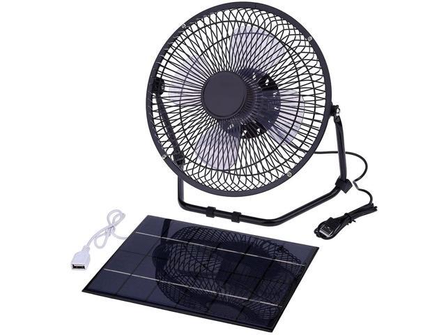 Solar Fan WinnerEco 8 Inch Cooling Ventilation Silent Fan USB 52W 6V Green Energy Power Solar Panel Iron Fan for Greenhouse Motorhome House