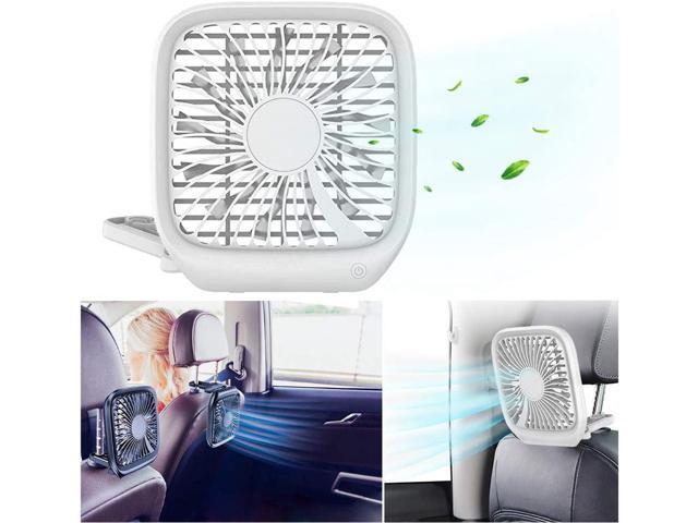 MASO Car USB Electric Fan - 3-Speed Car Rear Seat Fan Foldable Cooling Fan for Car Back Seat Baby Office Outdoor Camping(White)