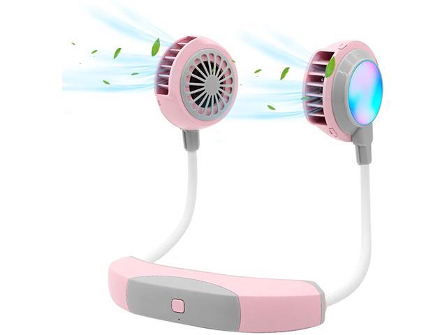Portable Fan Mini USB Fan Hand Free Personal Fan Hanging Neck Sport Fan Wearable USB Desktop Fan 3 Speeds 180 Degree Adjustment Protect