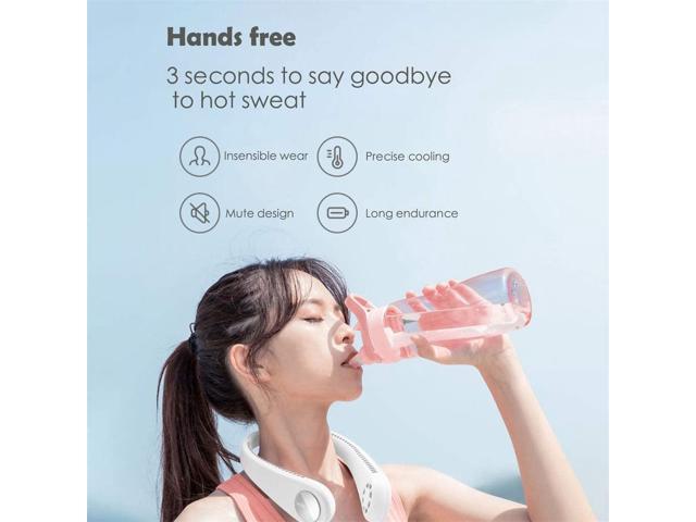 Putars Neck Portable Fan Hand Free Bladeless Leafless Personal Mini Fans USB Rechargeable Cooler 360 Degree Adjustment Head Dual Effect Cooling