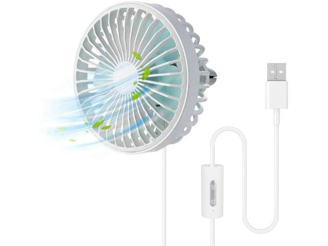 WIOR Car Fan Car Air Vent Clip Fan 360°Rotation 3 Speed Air Circulation Fan with High Airflow Portable Handheld USB Clip on Fan for Auto Vehicles