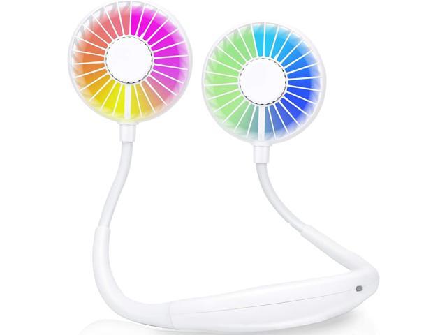 Portable Hanging Neck Fan Personal Mini Hands Free USB Fans - 3 Speeds7Color LED Light Aromatherapy2000mAh Battery360° Free Rotation for Outdoor