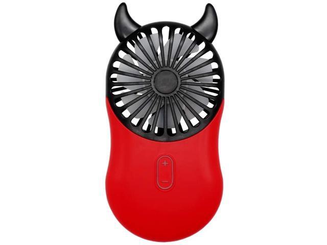 DecoLife Cute Personal Mini Fan Handheld & Portable USB Rechargeable Fan with Colorful LED Light Noise-Free and 3 Adjustable Speeds Cute Devil
