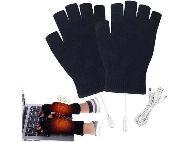 USB Heated Gloves Heated Fingerless Gloves for Man and Woman Warm Laptop Gloves Computer Gloves Knitting Hands Warmer Washable Design