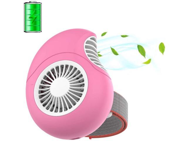 LINMETIC Mini Portable USB Personal Fan 3-Level Speed Hand Free Fan for Outdoor Event Office Travel (Pink Conch)
