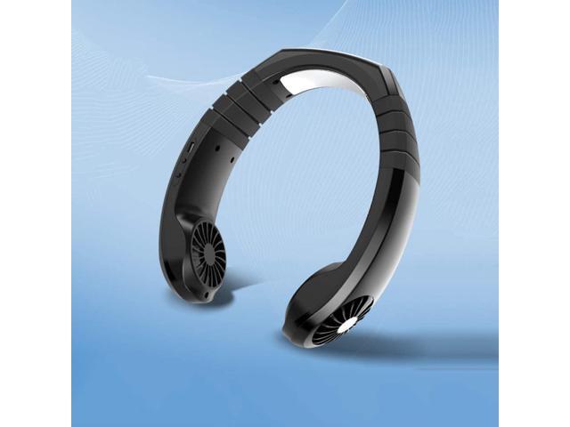 HXSM Portable Neckband Fan USB Mini Fan Hanging Neck Fan with 3 Speed Adjustable Office Personal Air Circulator Fan Earphone Design