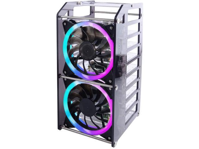 GeeekPi Raspberry Pi Cluster Case Raspberry Pi Rack Case Stackable Case with Cooling Fan 120mm RGB LED 5V Fan for Raspberry Pi 4B/3B+/3B/2B/B+ and